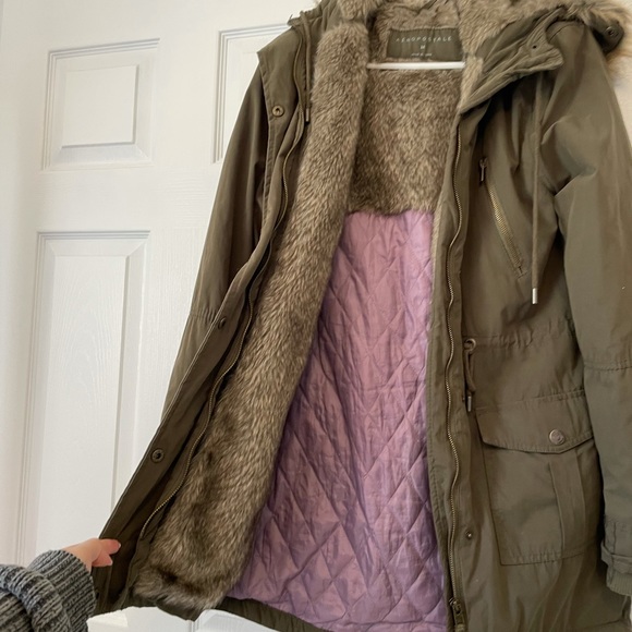 • Aeropostale army green faux fur lined coat • - Picture 8 of 8